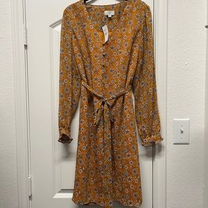 Loft Floral long sleeve dress